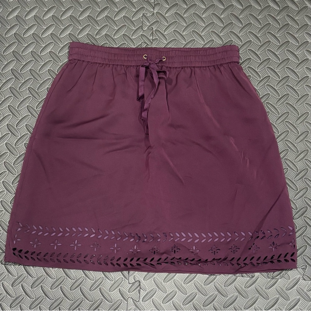 J. Crew Mini Skirt Size 0 Length 18" Laser Cut Plum Purple Style C3479